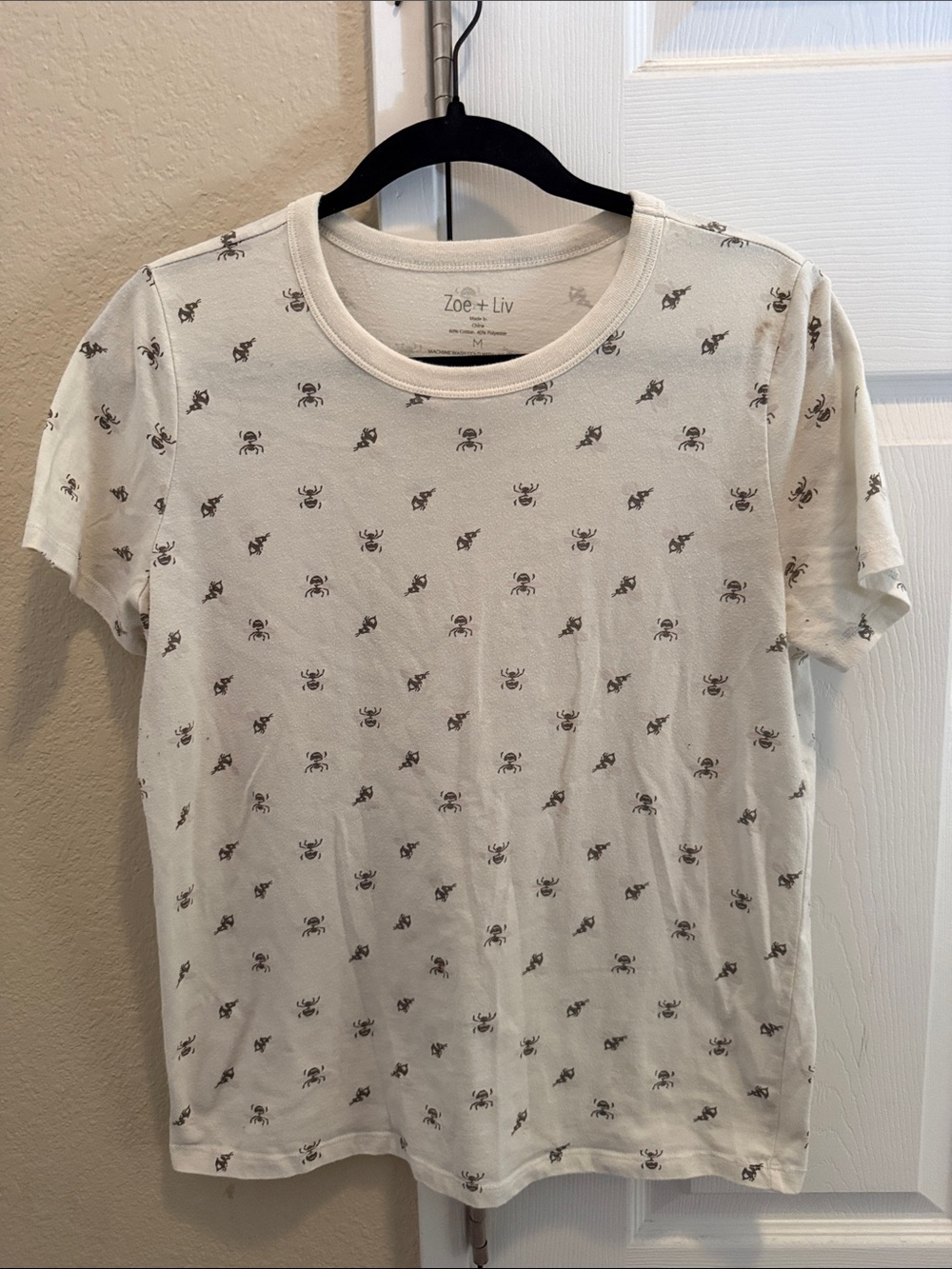 Zoe + Liv Cream Short-Sleeve Tee with Small Crab Print